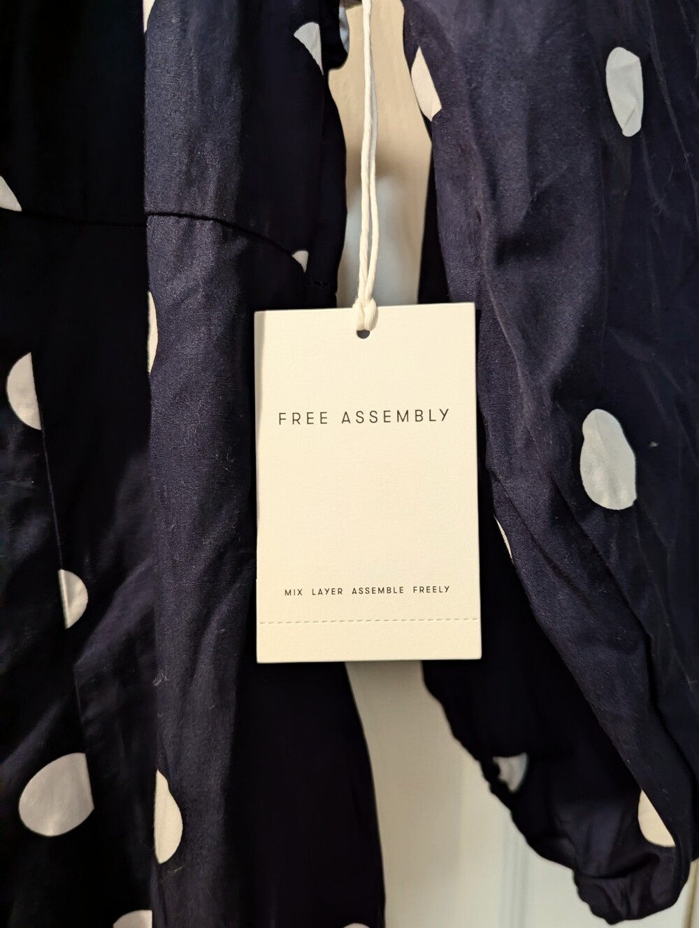 Free Assembly Polka Dot Puff Sleeve, Maxi Dress-Navy and White, Sz 8-10 - Picture 7 of 9